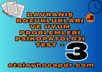 Davranış bozuklukları ve Uyum Problemleri Psikopatoloji Test atalayhocapdr.com